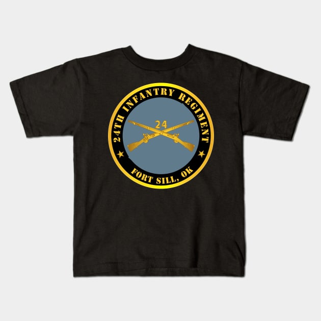 24th Infantry Regiment - Fort Sill, OK w Inf Branch Kids T-Shirt by twix123844